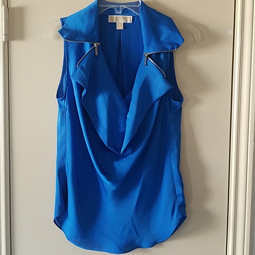 Blue satin blouse